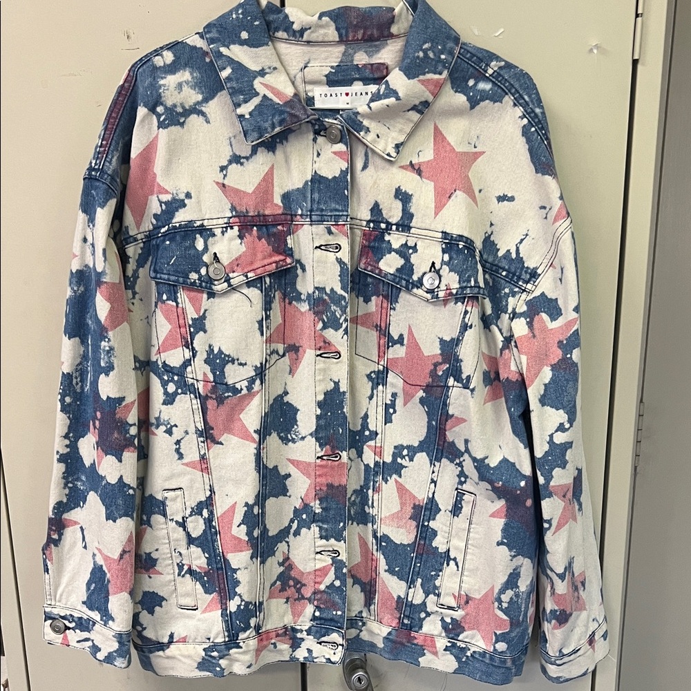 Tommy Hilfiger Women's Star Print Jean Jacket - Blue and Pink